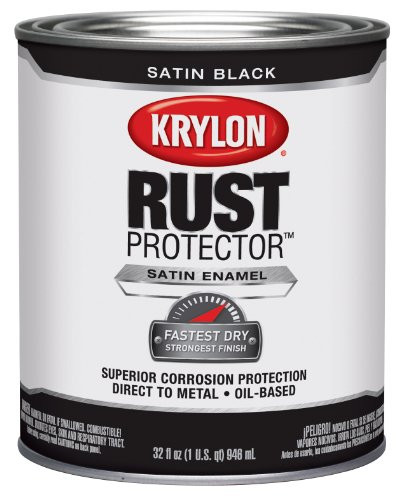 Krylon K06921600 Rust Protector and Preventative Enamel with Primer Quarts, Satin Black