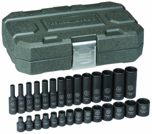 GEARWRENCH 28 Pc. 1/4" Drive 6 Pt. Standard & Deep Impact Socket Set, Metric - 84901