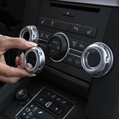 YIWANG 5pcs Chrome Volume and Air Conditioning Knobs Trim for Land Rover Discovery 4 LR4 2010-2016,Range Rover Sport 2010-2013,Freelander 2 2013-2015 Car Accessories