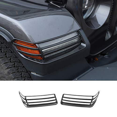 JeCar Car Wheel Eyebrow Light Cover Trim for Jeep Wrangler JL JT Gladiator 2018-2020 (Carbon Fiber Grain)