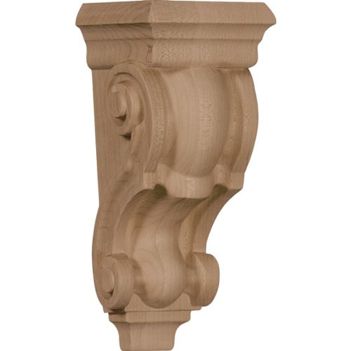 Ekena Millwork CORW03X03X07TRRO 3 1/2-Inch W x 3-Inch D x 7-Inch H Small Traditional Corbel, Red Oak