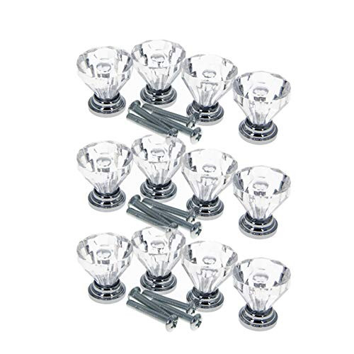 MroMax Pull Knob 25mm Dia Aluminum Alloy Acrylic Glass Cabinet Pulls Drawer Knobs Silver Tone 12Pcs MroMax Pull Knob 25mm Dia Aluminum Alloy Acrylic Glass Cabinet Pulls Drawer Knobs Silver Tone 12Pcs