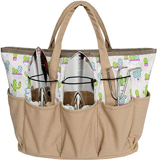 Garden Tools Storage Bag with Pockets, Garden Tote Canvas, Gardening Gifts for Women, Accessories, Set, Kit (Cactus Tool Bag Only/No Tools)