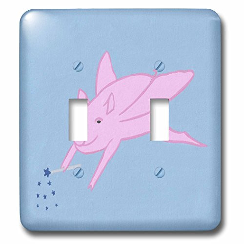 3dRose lsp_54990_2"Flying Pink Pig With Magic Blue Star Wand Toggle Switch
