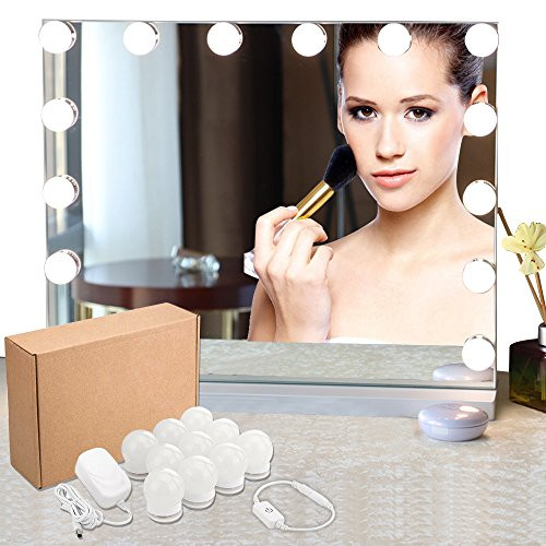 LED Vanity Mirror Lights Kit, Hollywood Style Vanity Makeup Mirror Lights, 13ft/4m Lighting Fixture Strip with 10 LED Bulbs for Makeup Dressing Table Vanity Set(Mirror Not Included)