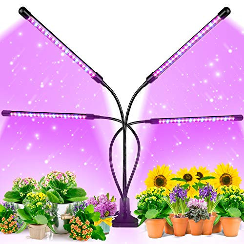 EZORKAS Grow Light, 80W Tri Head Timing 80 LED 9 Dimmable Levels Plant Grow Lights for Indoor Plants with Red Blue Spectrum, Adjustable Gooseneck, 3 9 12H Timer, 3 Switch Modes