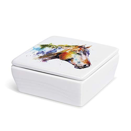 DEMDACO Dean Crouser Good Lookin Horse Watercolor 4 x 4 Ceramic Stoneware Lidded Vanity Box