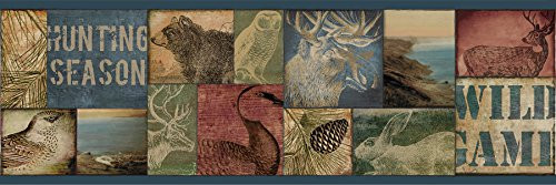 Chesapeake TLL01491B Trumball Wild Game Wallpaper Border, Blue