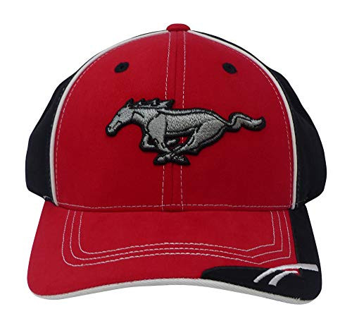 Checkered Flag Sports Ford Mustang Baseball Cap for Men - Logo Car Racing Hat Red Black