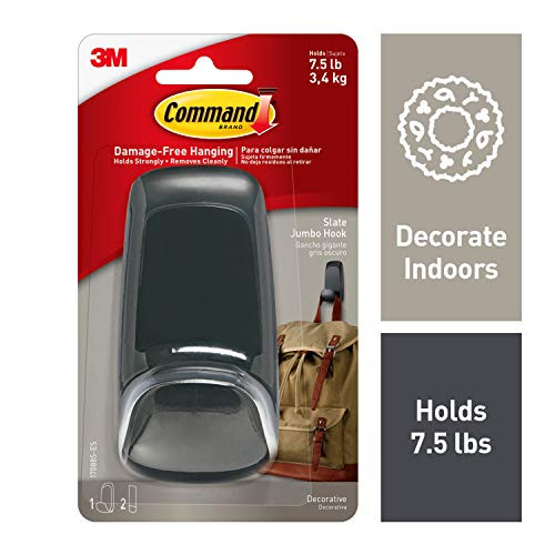 Command Jumbo Hook, Slate , 1-Hook (17088S-ES), Great for dorm decor Command Jumbo Hook, Slate , 1-Hook (17088S-ES), Great for dorm decor