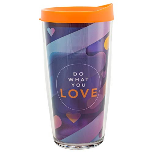 Do What you Love Insulated 16 Oz Clear Travel Tumbler Mug with Orange Lid