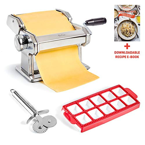 Uno Casa Pasta Maker - Pasta Roller Noodle Maker Machine - Pasta Roller with Pasta Cutter and Ravioli Mold