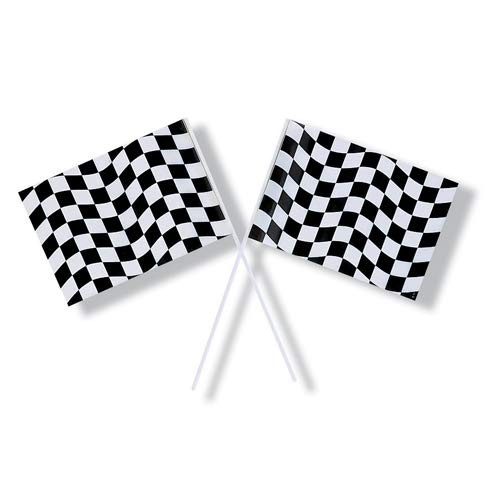 Creative Converting Small Plastic Flags, Black & White Check, 48-Count