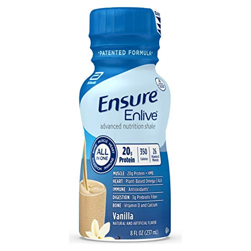 Ensure Enlive Meal Replacement Shake, 20g Protein, 350 Calories, Advanced Nutrition Protein Shake, Vanilla, 8 fl oz, 16 Bottles