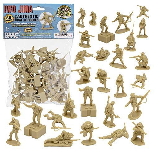 BMC WW2 Iwo Jima US Marines Plastic Army Men - Tan 36pc American Soldier Figures BMC WW2 Iwo Jima US Marines Plastic Army Men - Tan 36pc American Soldier Figures