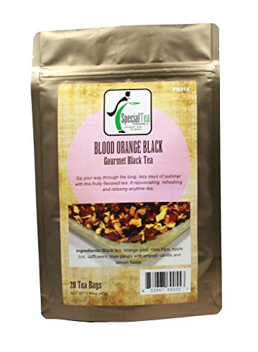 Special Tea Blood Orange Black  Tea, 20 Wrapped Tea Bags, 1.41 Ounce