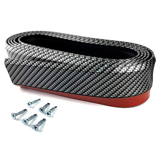 Front Bumper Lip 8.2FT / 250cm Universal Strip Splitter Spoiler Side Skirt Carbon Fiber Black for Car Truck, 2.5m Length