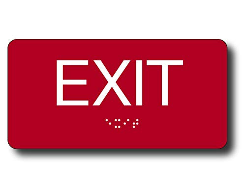 ADA Compliant Sign with Braille (6" x 3" Exit, Red)