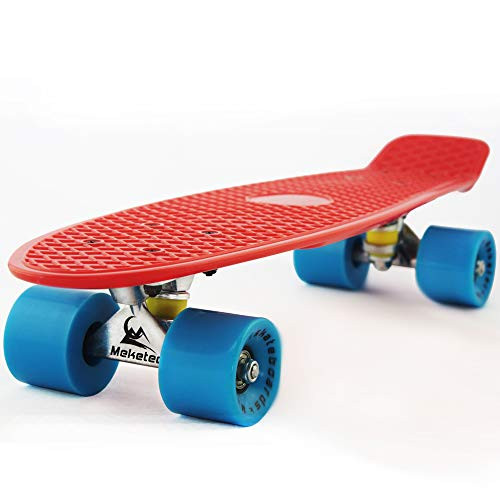 Meketec Skateboards Children 22 inch Complete Mini Criuser Kids Skateboard Toddler Board for Boys Girl Youth Beginners Teenagers Board Adults Patinetas Dog (Red Blue)