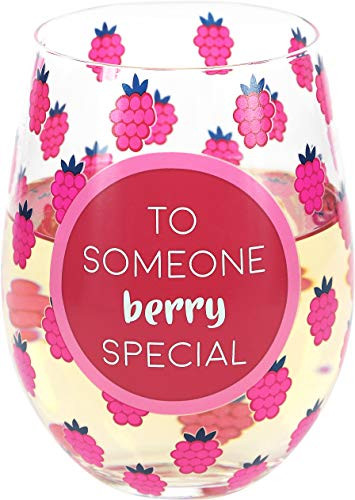 Pavilion Gift Company Someone Berry Special-Raspberry 18oz Stemless Wine Glass, Red