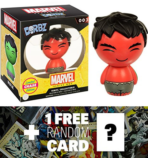 Marvel Red Hulk (Chaser): Funko Dorbz x Universe Mini Vinyl Figure + 1 Free Official Trading Card Bundle [59514]