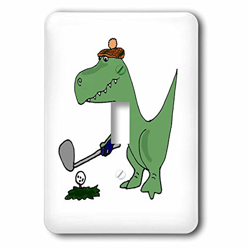 3dRose lsp_203784_1 Funny Green Trex Dinosaur Playing Golf Single Toggle Switch, Multicolor