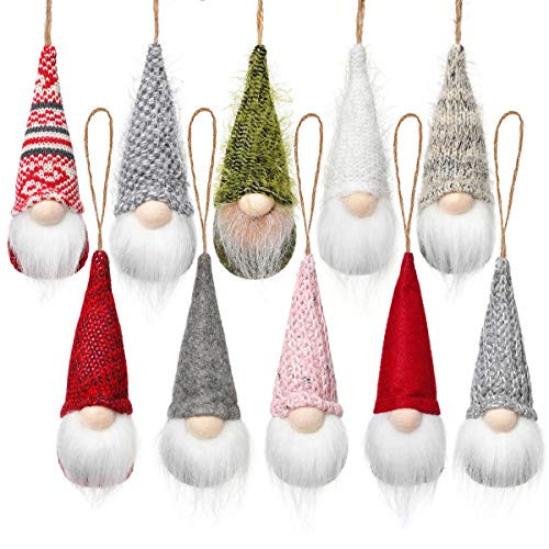 Funoasis Christmas Tree Hanging Gnomes Ornaments Set of 10, Swedish Handmade Plush Gnomes Santa Elf Hanging Home Decorations Holiday Decor Funoasis Christmas Tree Hanging Gnomes Ornaments Set of 10, Swedish Handmade Plush Gnomes Santa Elf Hanging Home Decorations Holiday Decor