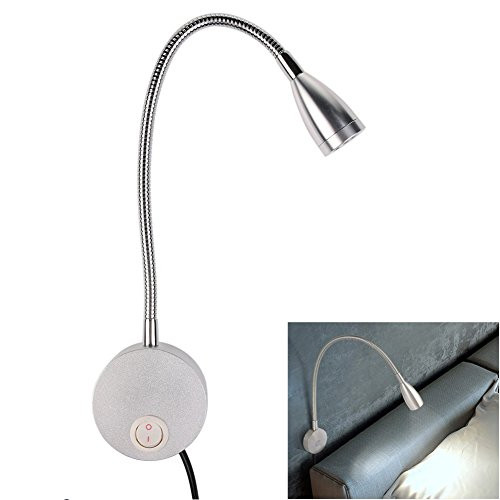 Bedside Reading Light, Flexible Gooseneck LED Bed Reading Lamp, Wall Mounted Spot Lamp Lights, Wall Light Sconce Lamp LED Lighting for Book Reading in Bed, 3W Bright Night Lighting Lamp with Switch
