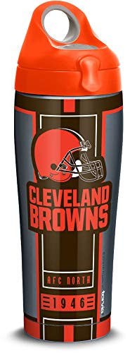 Tervis NFL Cleveland Browns Blitz Stainless Steel Insulated Tumbler with Orange Lid, 24 oz, Silver