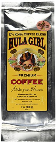 Hula Girl 10% Hawaiian Kona Coffee Blend Chocolate Mac Nut 7oz bag (198g)