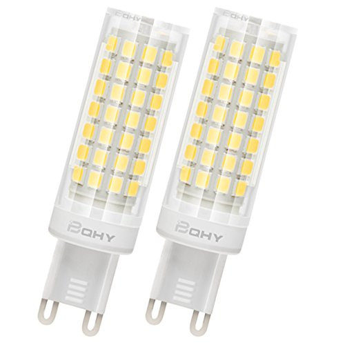 Bqhy G9 LED Light Bulbs,6W (60W Halogen Equivalent), 650LM, Daylight White 6000K, G9 Bulbs Non-Dimmable, G9 Ceramic Base, 2-Pack