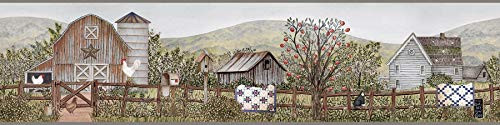 Chesapeake 3119-13571B Clarksville Green Farm Border Wallpaper