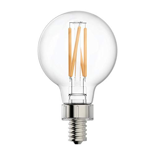 GE Refresh HD Globe Dimmable LED Light Bulbs, G16.5 Globe Light Bulb (40 Watt Replacement LED Light Bulbs), 350 Lumen, Candelabra Light Bulb Base, Daylight, Clear Finish, 2-Pack LED Bulbs, Title 20 Compliant
