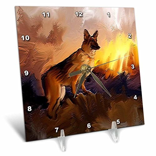 3dRose LLC German Shepherd Desk Clock, 6 by 6-Inch