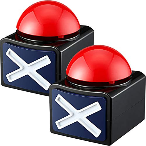 2 Packs Game Answer Buzzers Alarm Buttons with Sound and Light Red Game Buzzers Funny Quiz Contest Answer Button Game Show Party Props for Adults Teens Boys Girls 2 Packs Game Answer Buzzers Alarm Buttons with Sound and Light Red Game Buzzers Funny Quiz Contest Answer Button Game Show Party Props for Adults Teens Boys Girls