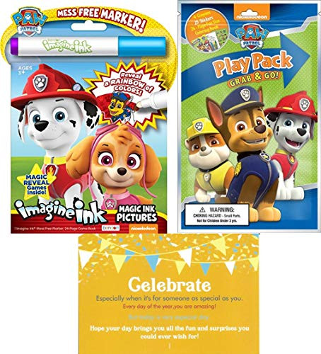 Bendon Publishing Paw Patrol Coloring Book Set - No Mess Imagine Ink Book, Play Pack, and Bonus Celebrate Post Card (Paw Patrol Party Supplies)