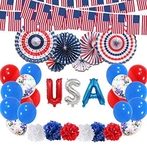 4th of July Decoration Patriotic Party Balloon American Flag Garland for Independence Memorial Election Day 4th of July Decoration Patriotic Party Balloon American Flag Garland for Independence Memorial Election Day