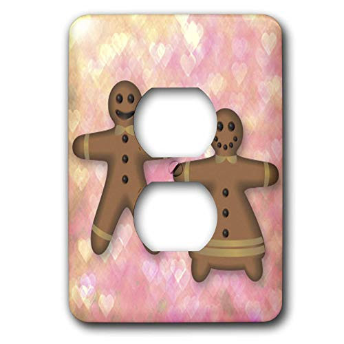 3dRose lsp_41199_6 Gingerbread Man And Woman Cookies Friends Love- Hearts- Art 2 Plug Outlet Cover
