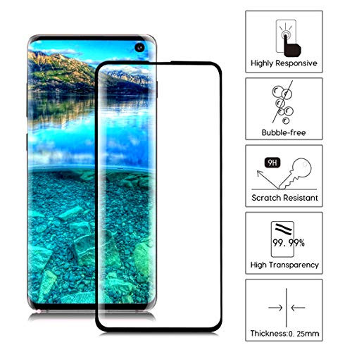 Giosio for Galaxy S10 Screen Protector Glass, 3D Curved Full Screen for Samsung Galaxy S10 Tempered Glass Screen Protector Easy Instalation (NOT for S10e / S10 Plus) [Case Friendly] No Fingerprint