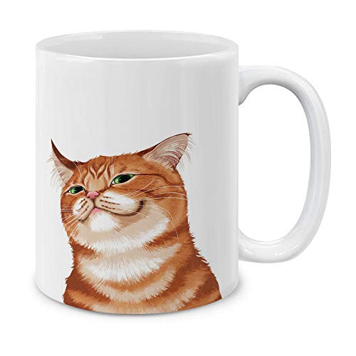 MUGBREW Cute Smirking Orange Tabby Cat Ceramic Coffee Mug Tea Cup, 11 OZ