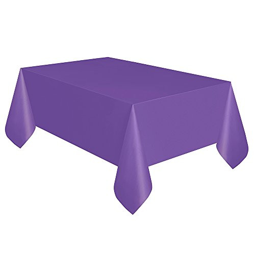 Unique 99163 Neon Purple Plastic Tablecloth, 108" x 54", 1Ct