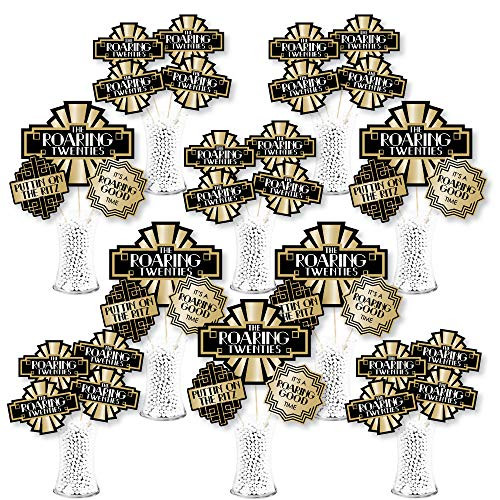 Big Dot of Happiness Roaring 20s - 1920s Art Deco Jazz Party Centerpiece Sticks - Showstopper Table Toppers - 35 Pieces