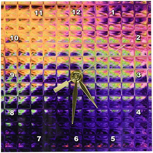 3dRose dc_25979_1 Glass Tiles in Purple Desk Clock, 6 by 6-Inch