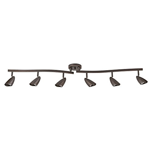 Globe Electric 59376 Grayson 6-Light Adjustable S-Shape Track Lighting, Bronze Color, Oil Rubbed Finish, Bulbs Included