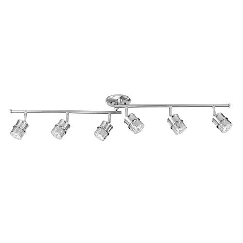 Globe Electric 59355 Kearney 6-Light Foldable Track Lighting, Brushed Nickel Finish, White Glass Shades, Bulbs Included
