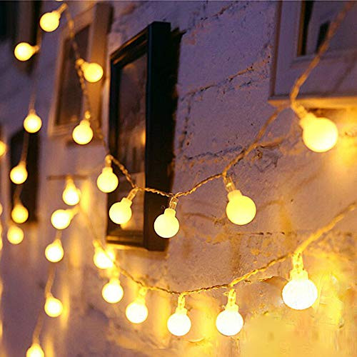 Yinuo Mirror LED String Lights, 49ft 100 LEDs Globe String Lights Plug in Waterproof Extendable Fairy Lights with 8 Mode Decoration for Indoor Outdoor Wedding Birthday Party, Warm White