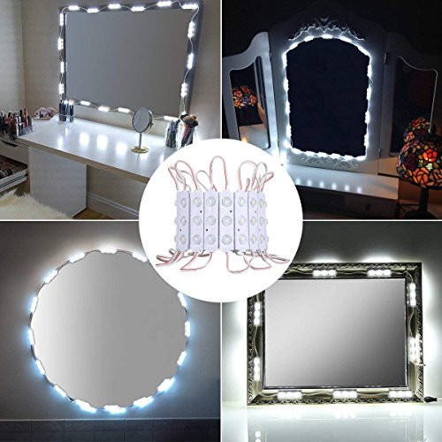 60 LEDs Lighted Makeup Vanity Led Mirror Kit, Greenclick DIY Light Kits for Cosmetic Make-up Vanity Mirror 60 LEDs 11 Ft Dimmer & Ul Listed Adapter (Mirror Not Included)