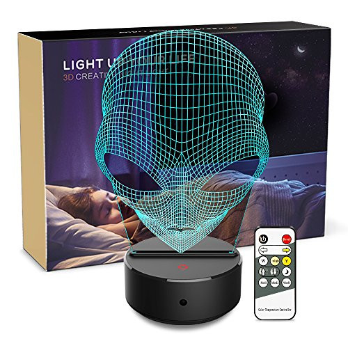 Night Light 3D Alien 3D Lamp Optical Illusion Nightlight Bedside Lamp 7 Colors Changing LED Lamps with Remote Birthday Gifts for Girls Kids Baby Boys Women and Bedroom Decor (Alien) Night Light 3D Alien 3D Lamp Optical Illusion Nightlight Bedside Lamp 7 Colors Changing LED Lamps with Remote Birthday Gifts for Girls Kids Baby Boys Women and Bedroom Decor (Alien)