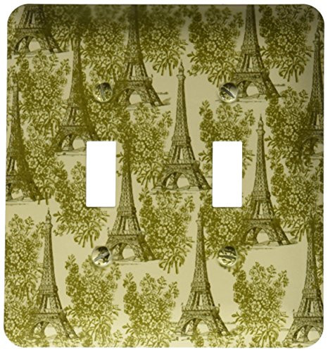 3dRose lsp_164524_2 Gold Eiffel Towers with Vintage Flowers Paris Theme - Double Toggle Switch