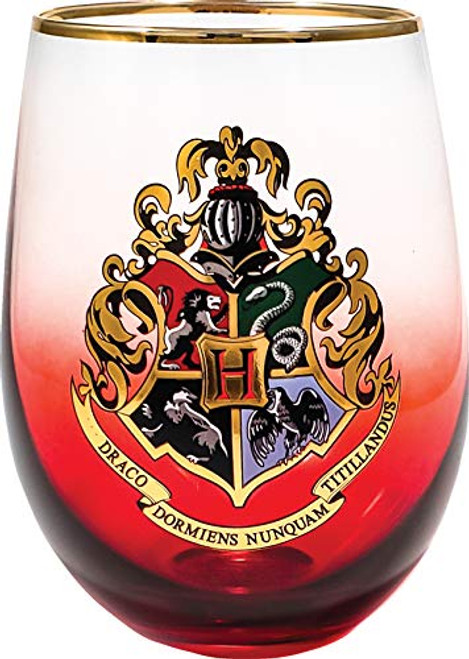 Spoontiques Hogwarts Crest Stemless Glass, 20 ounces, Red